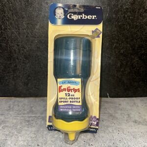 Vintage Gerber Lil Sport Sippy Cup Blue with Plastic Lid Yellow ~7"tall Y2K